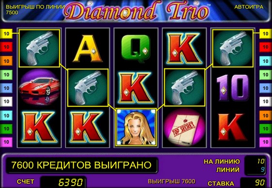 Los carretes de slot Diamond Trio
