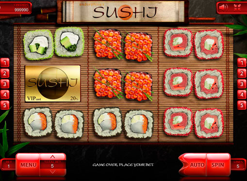 Carretes de la máquina de juego Sushi